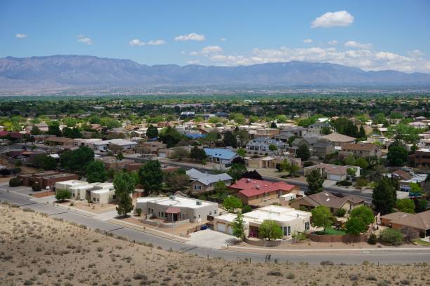 istock Panoramic view of city with mountains in background 1452118691