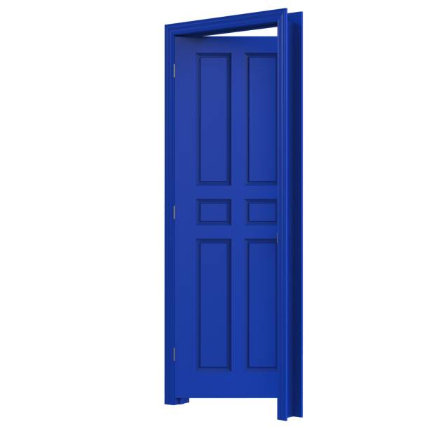 istock open isolated blue door closed 3d illustration rendering 1452119948