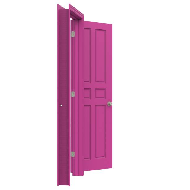 istock open isolated pink door closed 3d illustration rendering 1452121032
