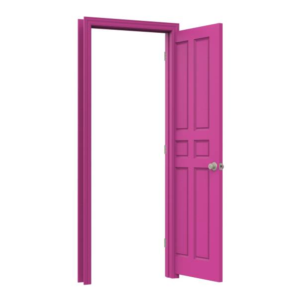 istock open isolated pink door closed 3d illustration rendering 1452121037