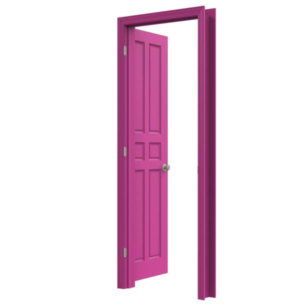 istock open isolated pink door closed 3d illustration rendering 1452121053