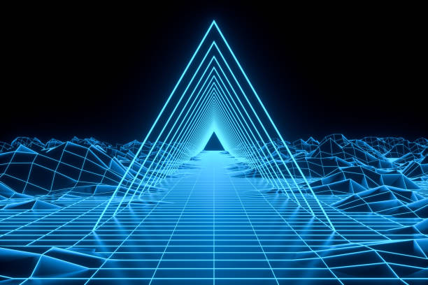 istock Futuristic Abstract Background Metaverse Concept Glowing Neon Light Tunnel 1452126973