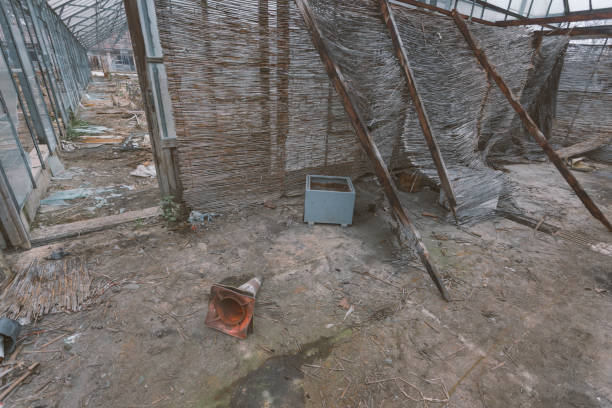 Abandoned ruined green house garden due to economic crisis