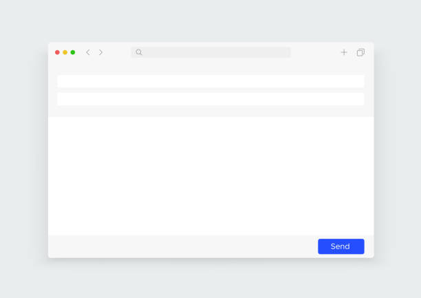 ilustrações de stock, clip art, desenhos animados e ícones de blank email window mockup. ui browser template light modern design similar to gmail - gmail