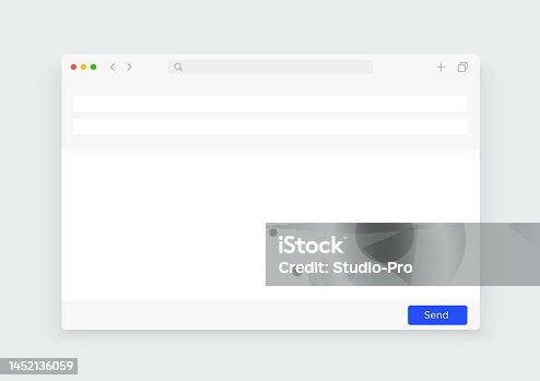 istock Blank Email window mockup. UI browser template light modern design similar to gmail 1452136059