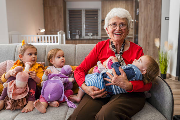 senior woman and young girl granddaughter and grandma