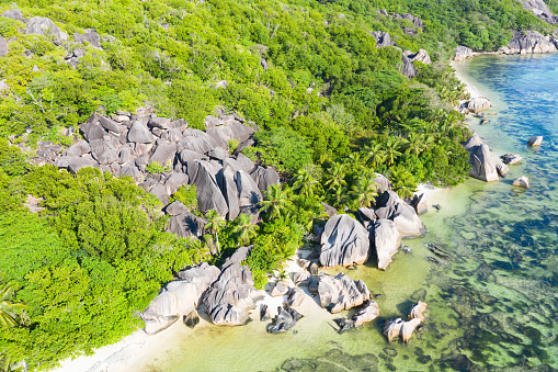 Famous Anse Source D'Argent beach on the La Digue island, Seychelles