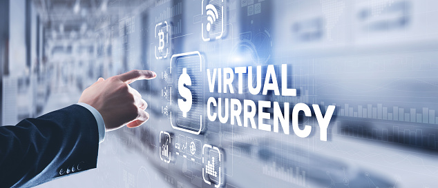 Virtual Currency Exchange Investment concept. Financial Technology Background.
