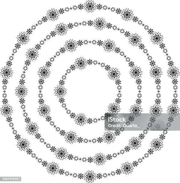 Snowflake Round Function Snowflake Circle Frames Set Winter Snowflake Round Border Collection ...