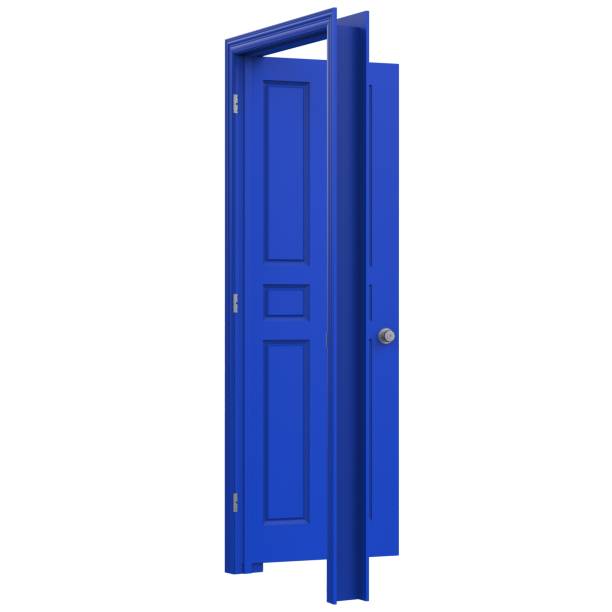 istock open isolated blue door closed 3d illustration rendering 1452153698