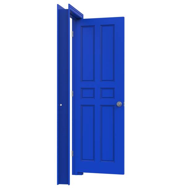 istock open isolated blue door closed 3d illustration rendering 1452153700