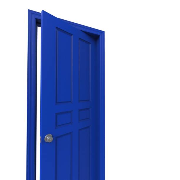 istock open isolated blue door closed 3d illustration rendering 1452153706