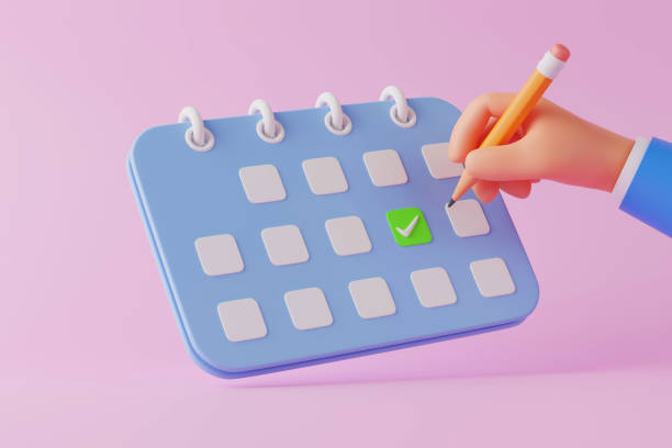 istock 3D cartoon hand with Calendar icon with correct check mark or calendar planning assignment concept isolated on white background 1452156025