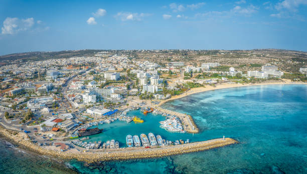 Landscape with Ayia Napa beach and Harbour, Cyprus island