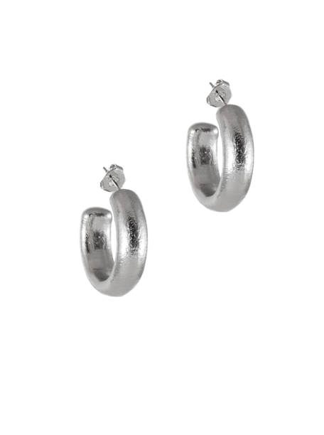Bold Hoop Silver Earrings macro capture.