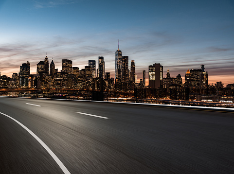 Urban Road of Manhattan at Night / NYC