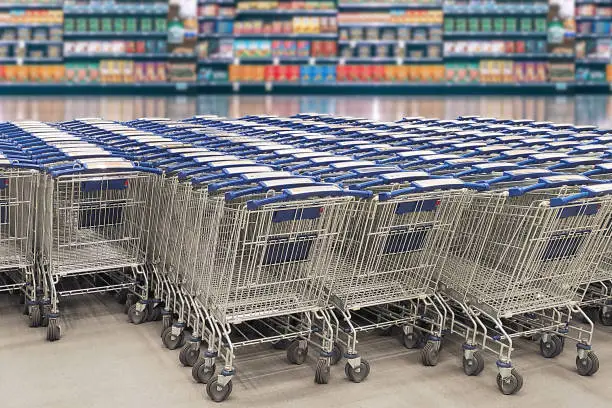Shopping carts in the supermarket