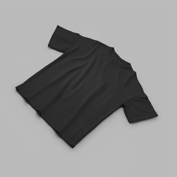 istock Black oversized t-shirt mockup, clothing isolated on background, front view. 1452181844