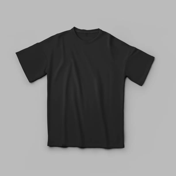 istock Black oversized t-shirt mockup, isolated on background, front view. 1452181903