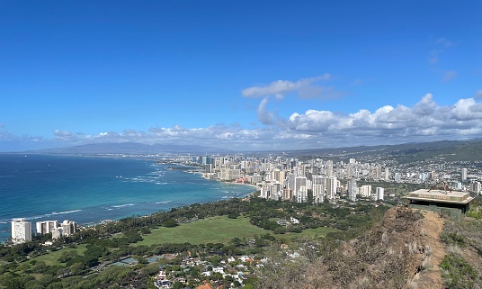 View on Honolulu from Summit of Diamond Head Crater