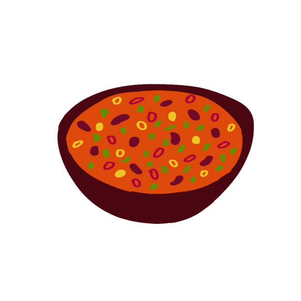 bildbanksillustrationer, clip art samt tecknat material och ikoner med mexican food chili con carne  illustration isolated on white background - tomatsoppa