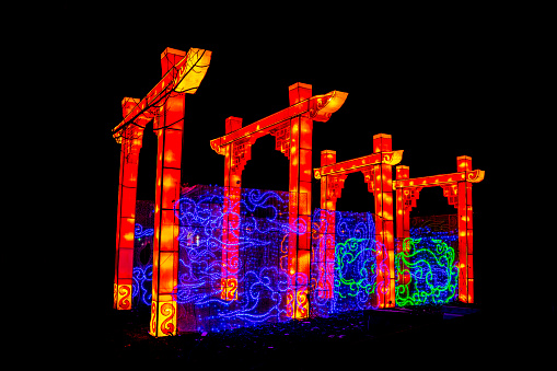 Detail from Chinese Lantern Festival in Novi Sad, Serbia. Festival was made to commemorate Chinese New Year  and created by art lantern company Zigong