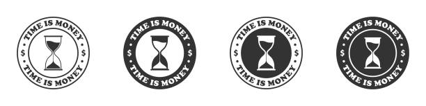 zeit ist geld symbolsatz. vektordarstellung. - time time is money clock dollar sign stock-grafiken, -clipart, -cartoons und -symbole