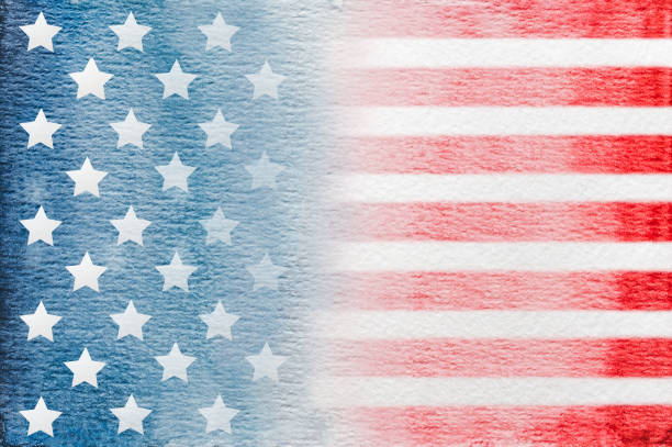 istock Bright watercolor drawing of the American Flag 1452205535