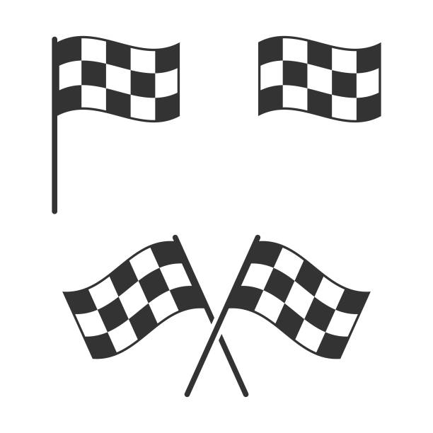 icon-set für die rennflagge. - checkered flag auto racing flag sports race stock-grafiken, -clipart, -cartoons und -symbole