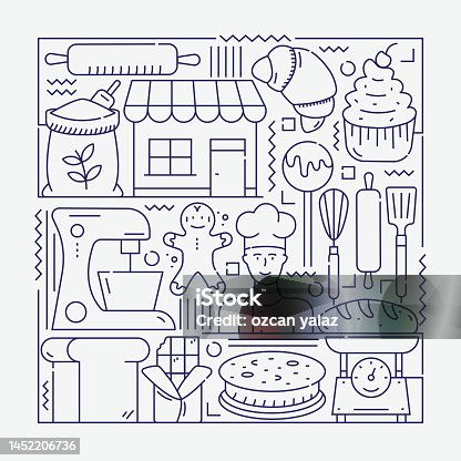 istock Bakery concept. The design is editable and the color can be changed. 1452206736