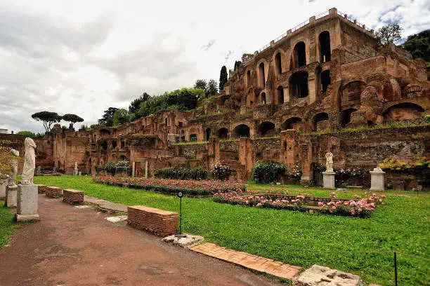 A picture of monuments of the Palatine hill