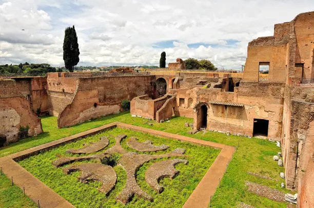 A picture of monuments of the Palatine hill