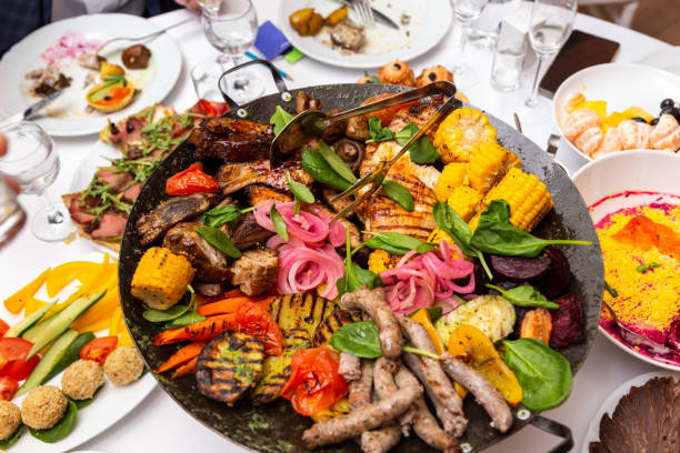 istock Assorted meat and vegetables, fried in a wok 1452224679