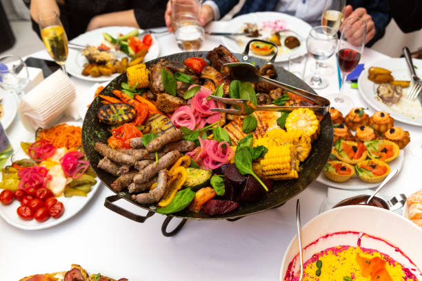 istock Assorted meat and vegetables, fried in a wok 1452224729