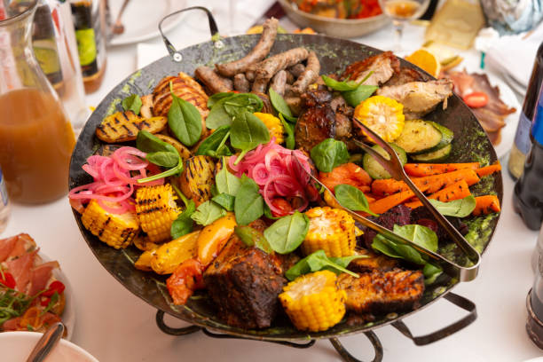 istock Assorted meat and vegetables, fried in a wok 1452225217