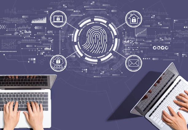istock Fingerprint scanning theme with people working together 1452227946