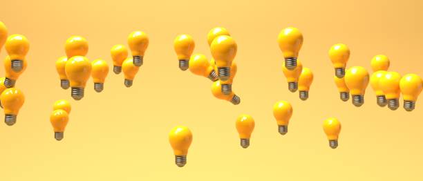 istock Idea light bulbs floating in the air - 3D 1452228030