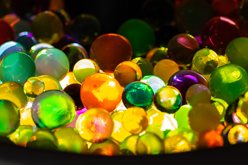 Colorful hydrogel balls as textured background for design purpose