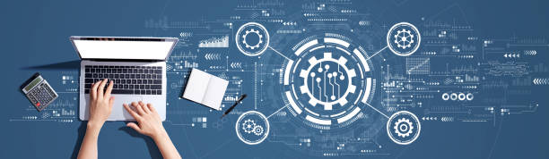 istock Automation concept with person using a laptop 1452228287