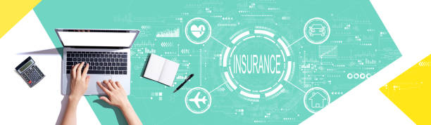 istock Insurance concept with person using a laptop 1452228368