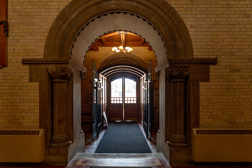 The inside of University College building, University of Toronto, Ontario, Canada.