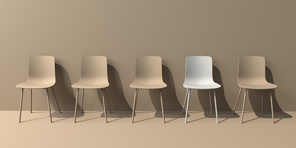 One out unique chair concept - 3D render illustration