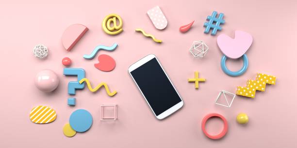 istock Geometric shapes with a smart phone 1452229262