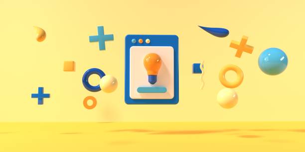 istock Light bulb with flying geometric shapes - 3D 1452229284