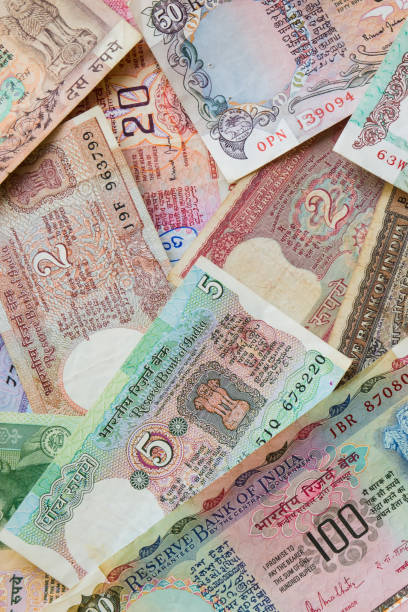 istock Old vintage Indian currency arranged in a random arrangement 1452232706