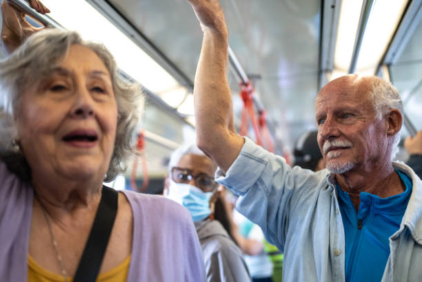 istock Senior friends in the subway train 1452233724