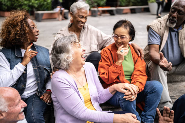 istock Senior friends talking outdoors 1452234333