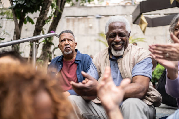 istock Senior friends talking outdoors 1452234345