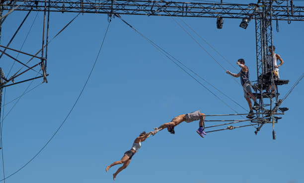 trapeze artists acrobats stock photo