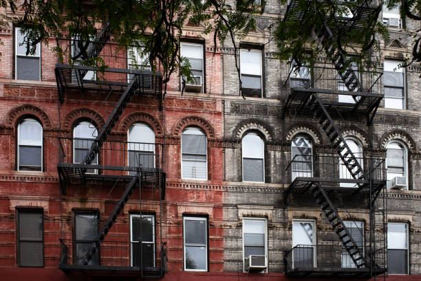 istock Typical New York facades with metal stairs 1452244525